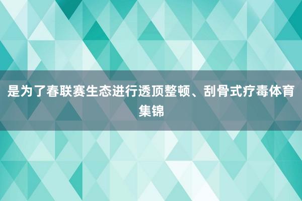是为了春联赛生态进行透顶整顿、刮骨式疗毒体育集锦